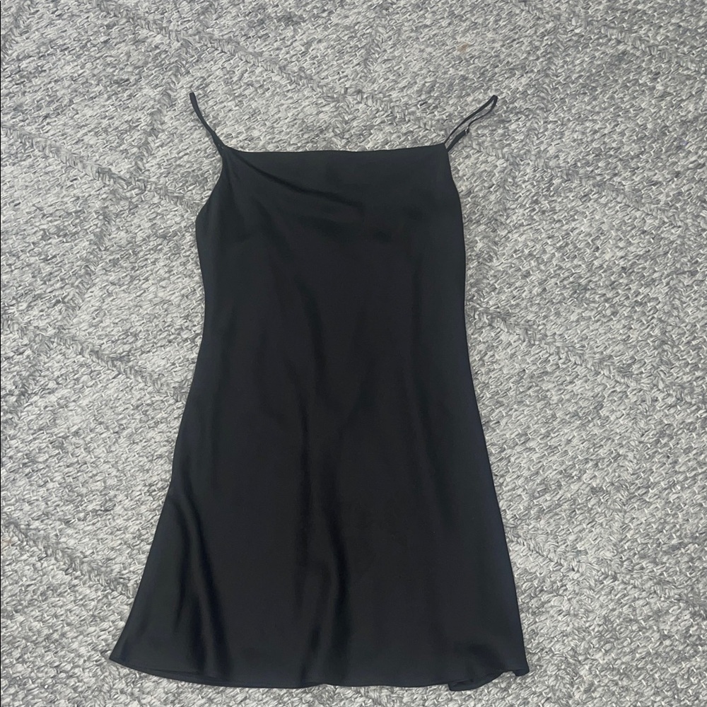 Hemline Elegant Black Slip Dress
